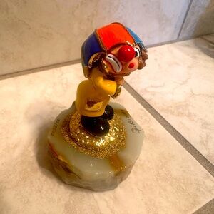 Ron Lee Clown umbrella  figurine.  Sculpture on granite base. 14k gold